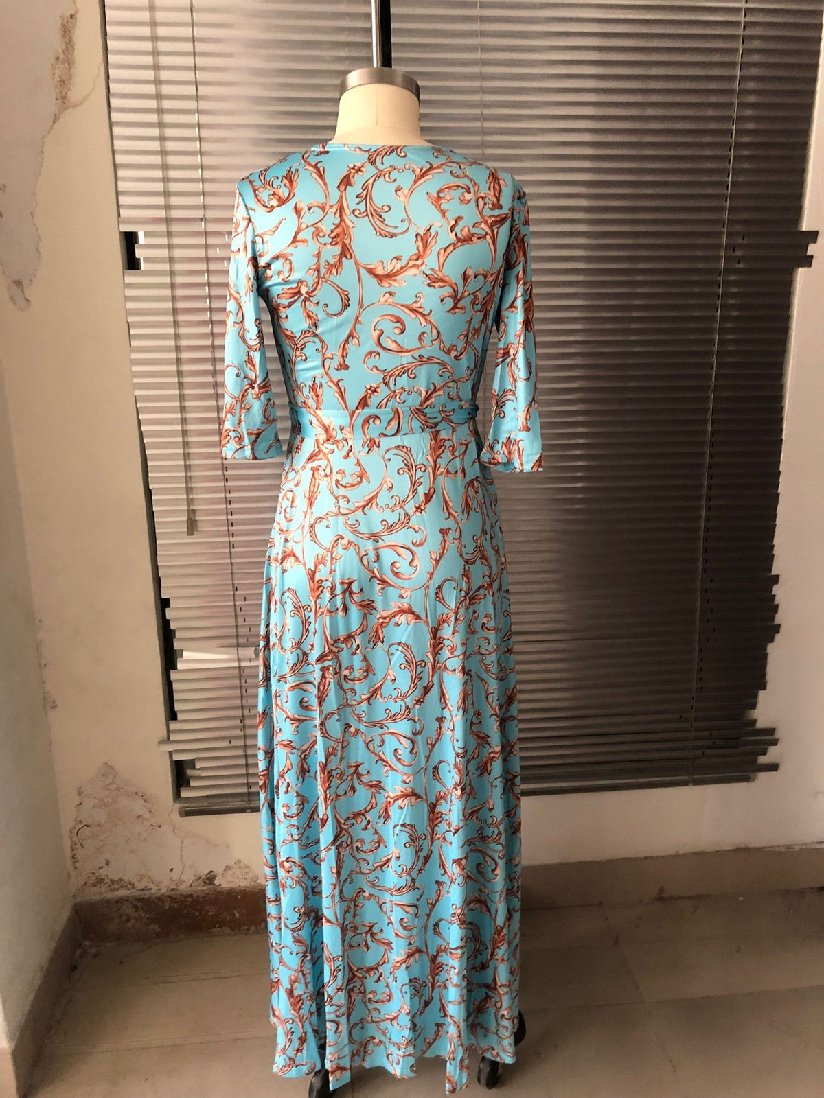 T115 Women's New Printed V-Neck Maxi Dress