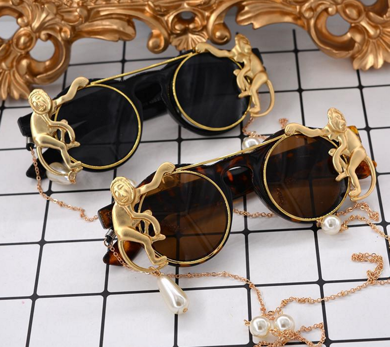 Pearl Chain Sunglasses for Women - Monkey Design