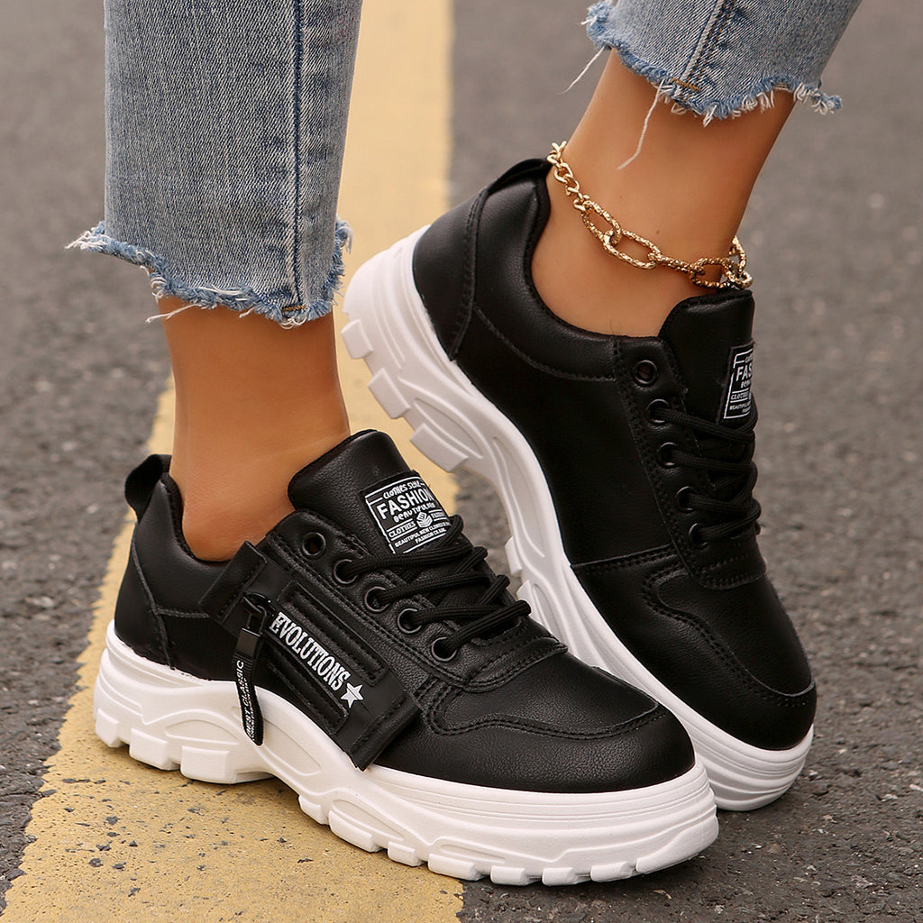 Lace-up Side-Zipper Sneakers