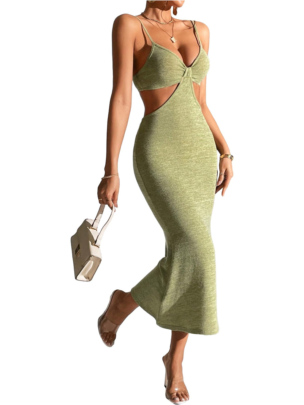 SOLY HUX WOMEN’S CUT OUT BACKLESS MIDI BODYCON DRESS TAKINMaXX