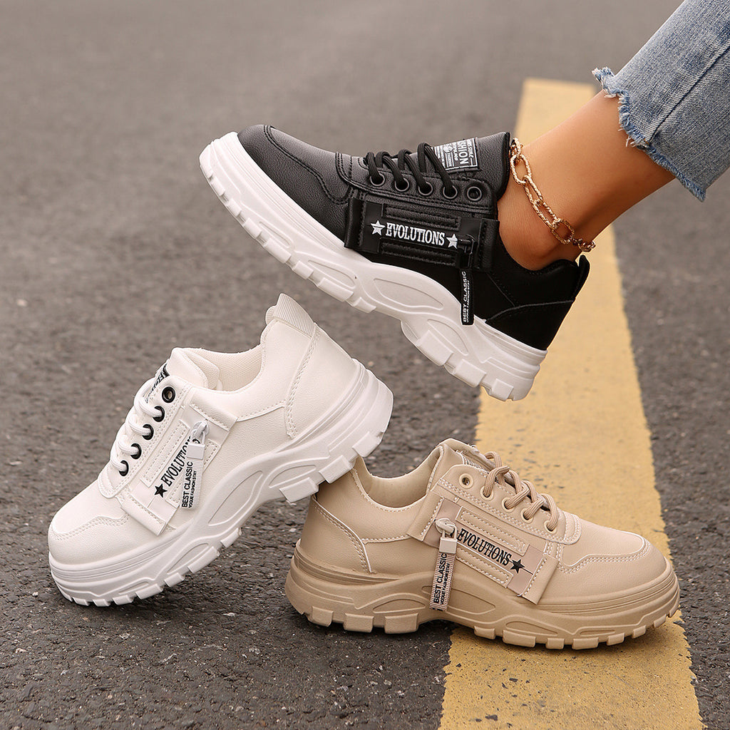 Lace-up Side-Zipper Sneakers