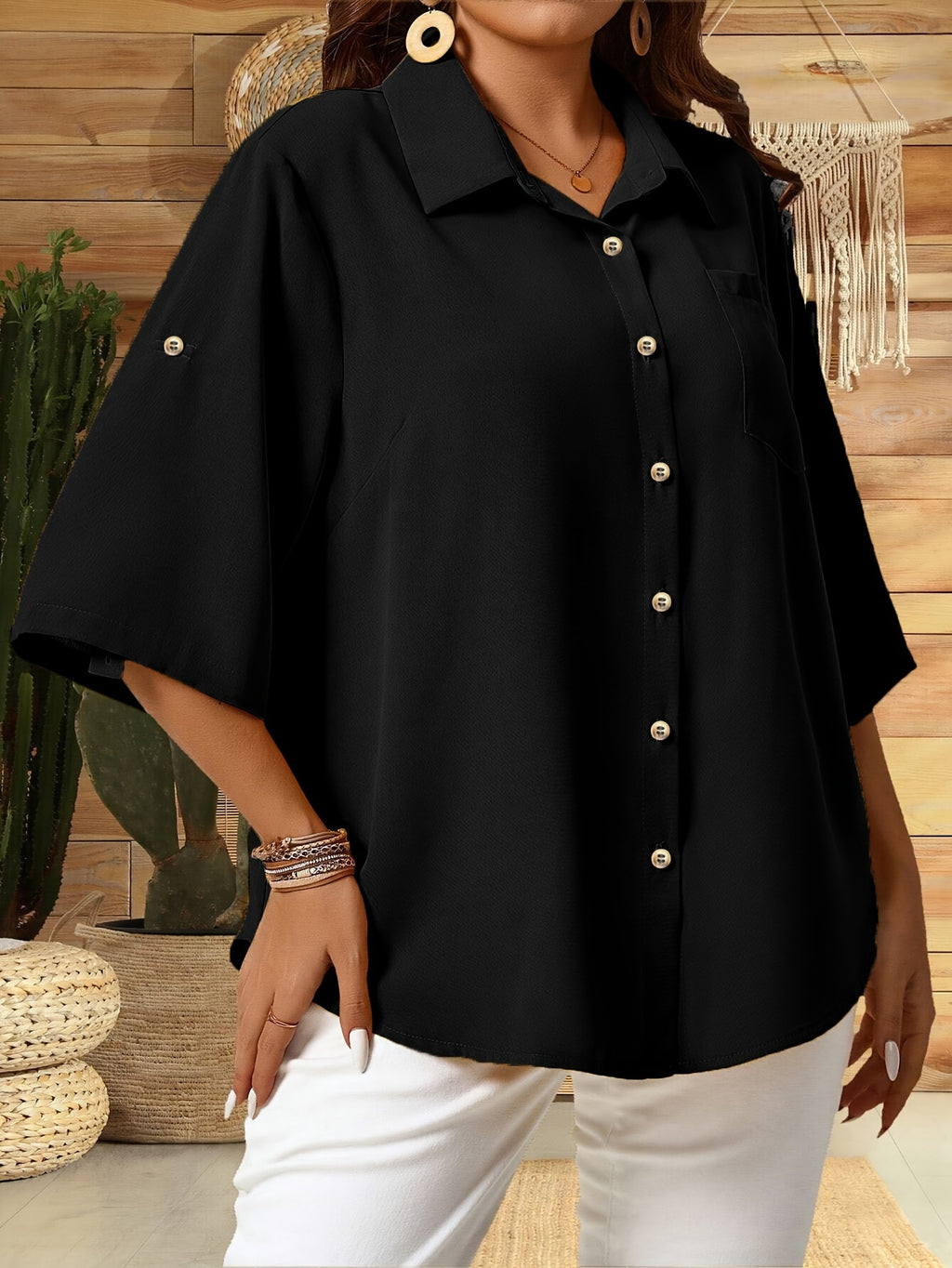 Women's Plus Size Collar Shirt