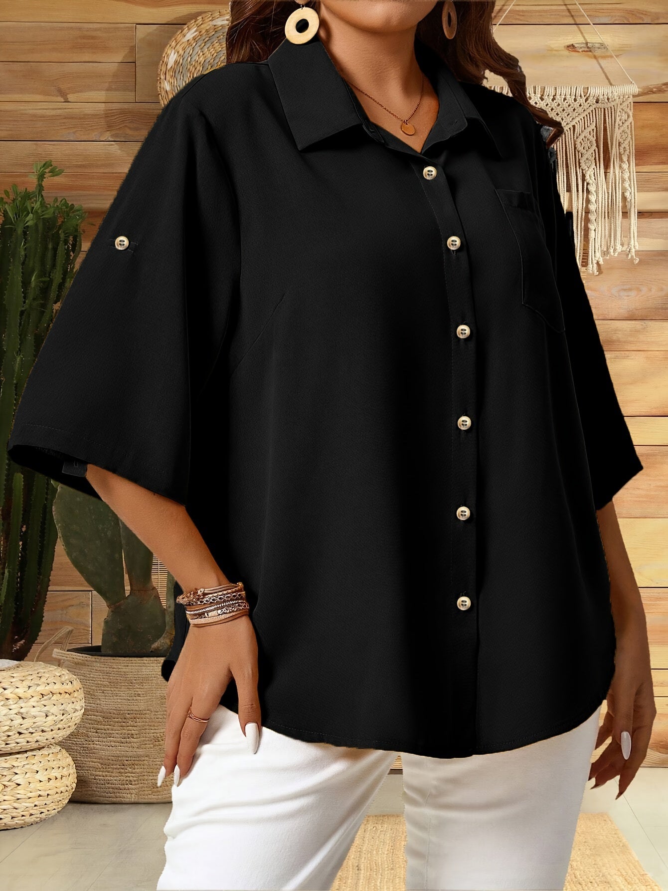 Women's Plus Size Collar Shirt