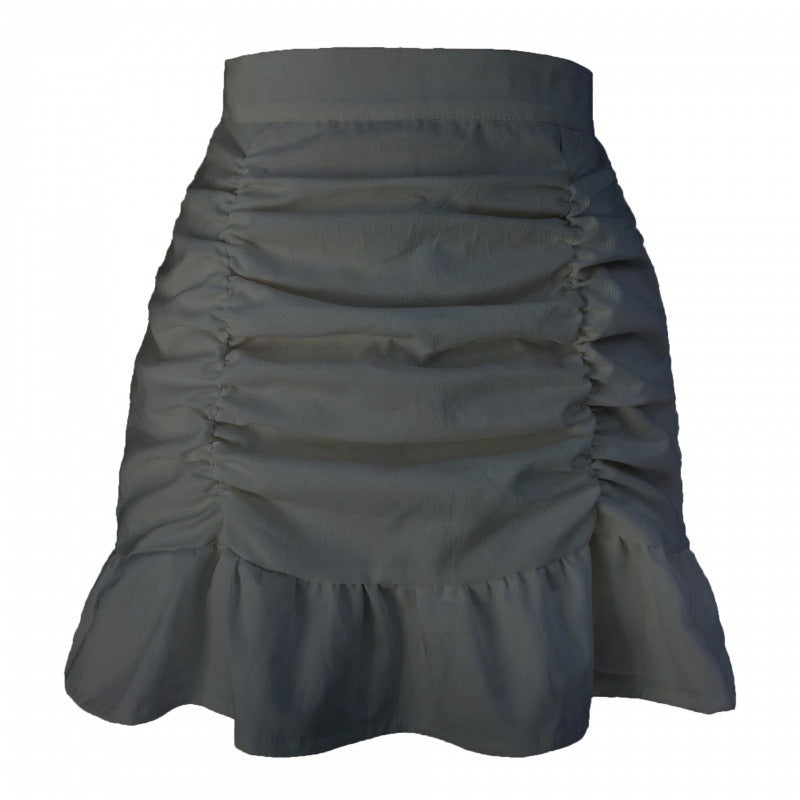 Solid Color Frilly Fishtail Zipper Skirt for Fanny Butt