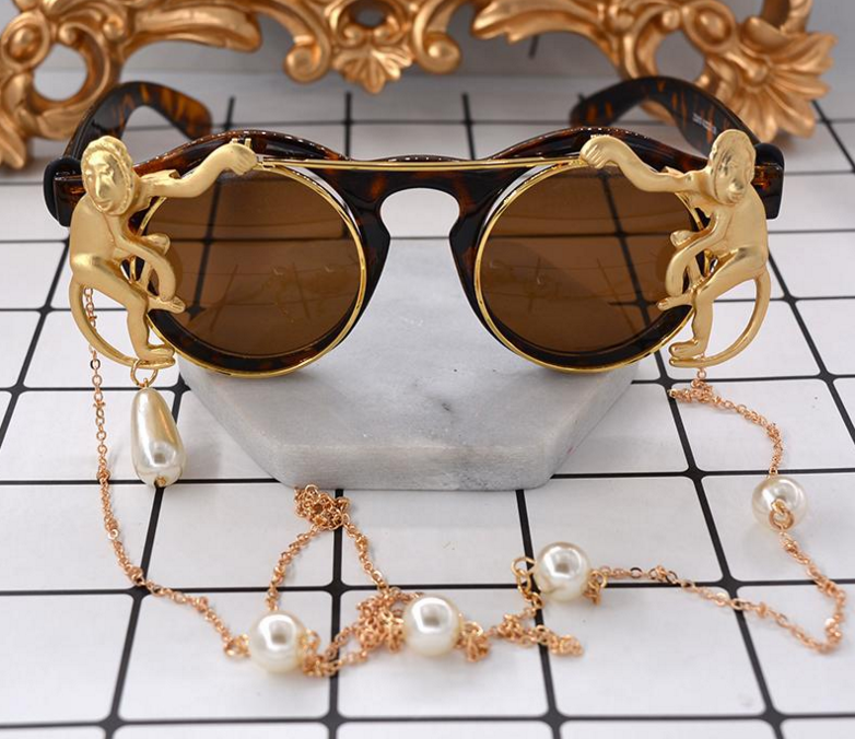 Pearl Chain Sunglasses for Women - Monkey Design