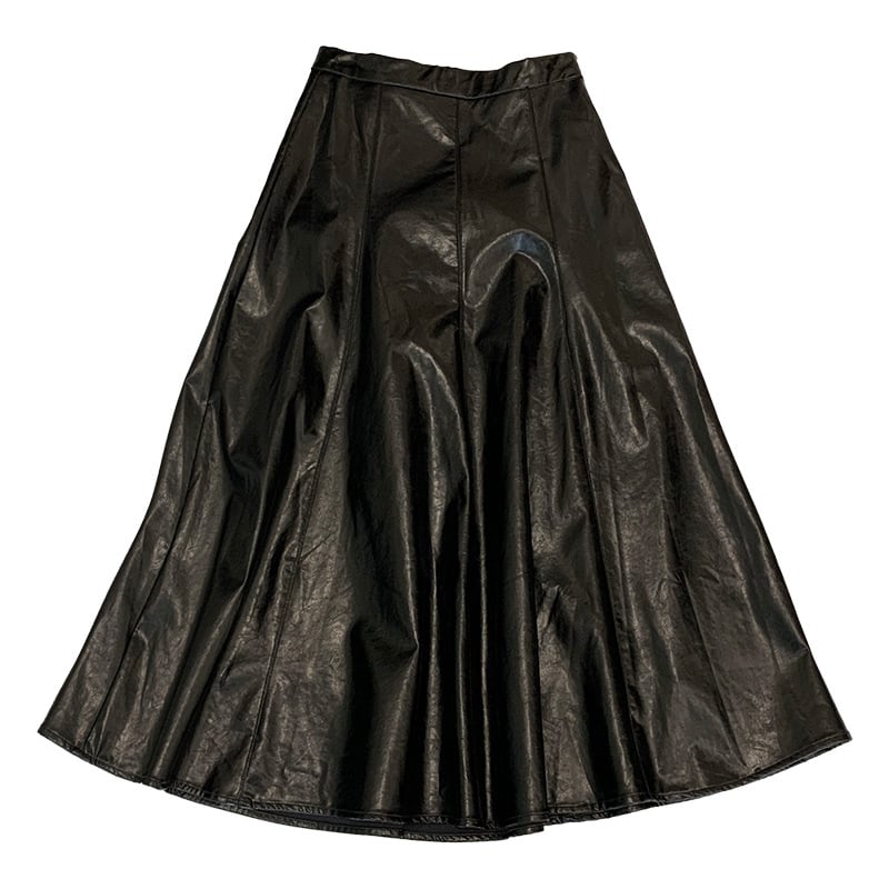 Women's High-Waisted Solid Color Leather Skirt