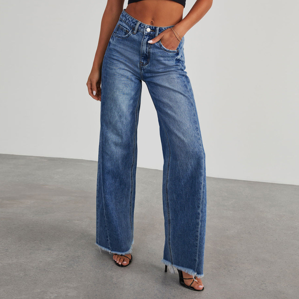 Fashion High Waist  Straight Jeans