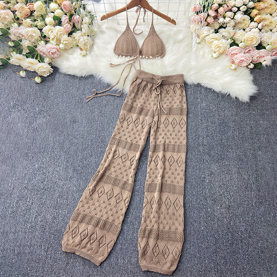 High-Waisted Wide-Leg Pants and Crop Top Set