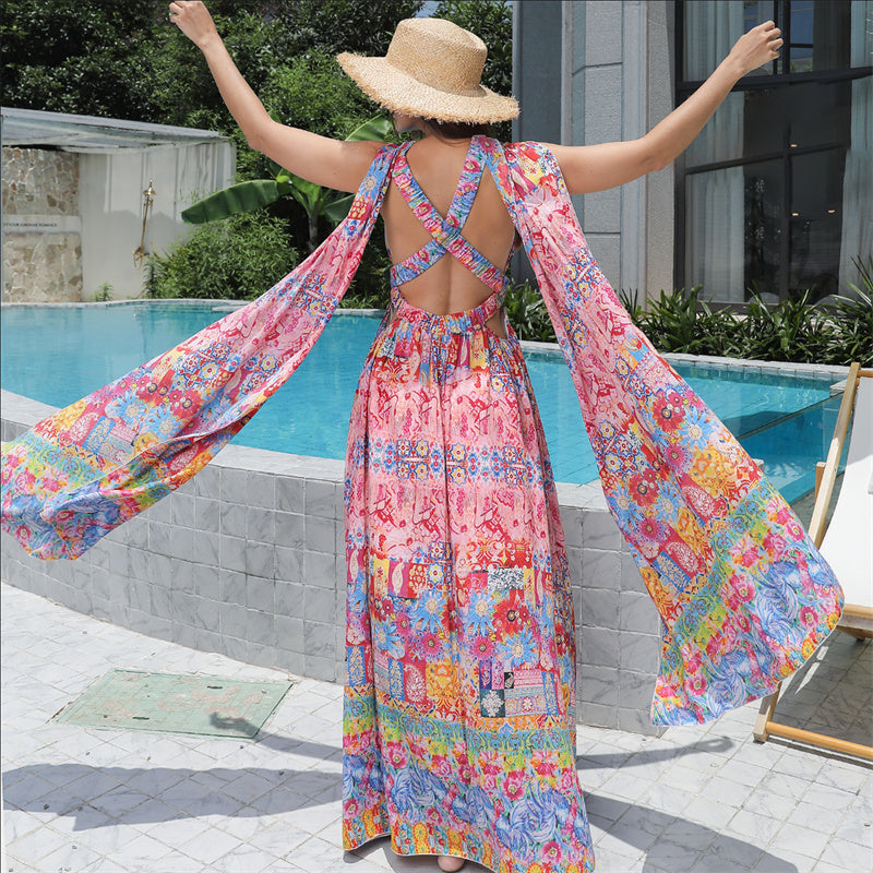 Women's Floral Style Large Hem Dress TAKINMaXX