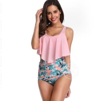 Floral Ruffled High-Waisted Bikini Swimsuit