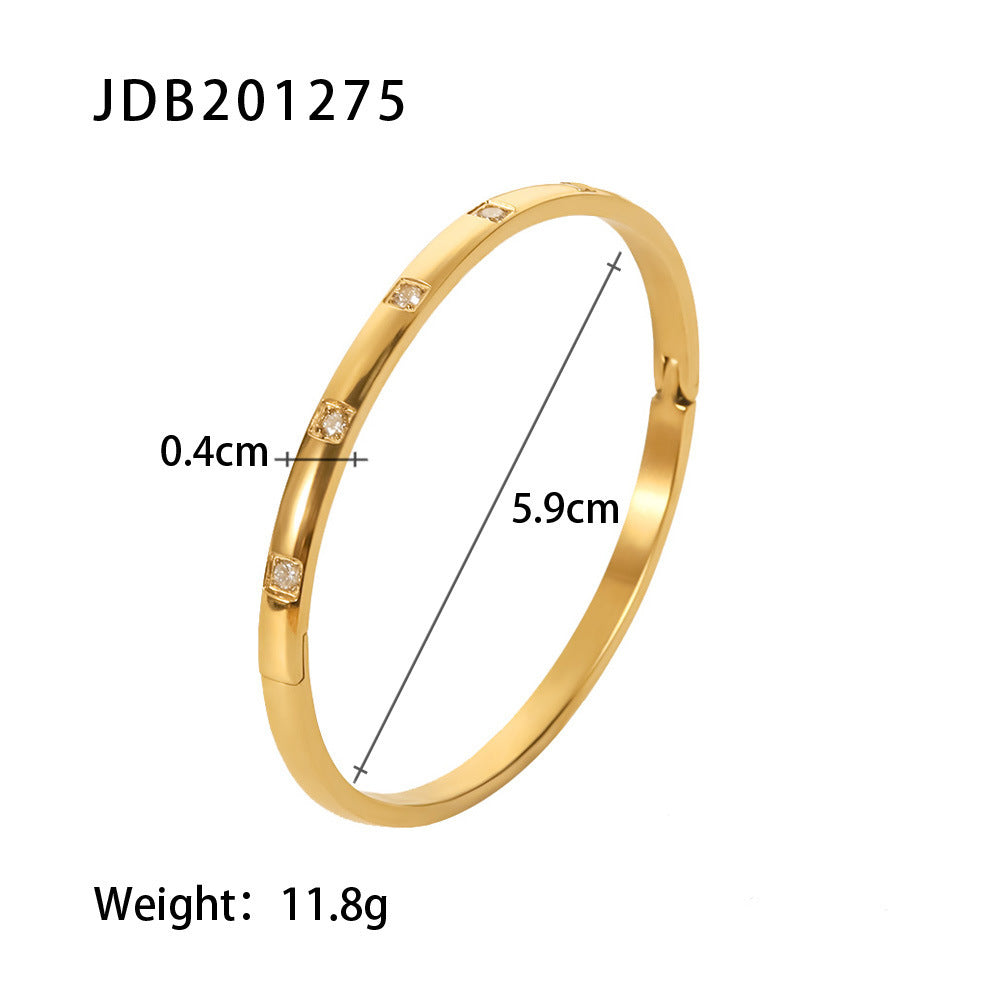 Gold-plated Stainless Bracelets With Zirconia