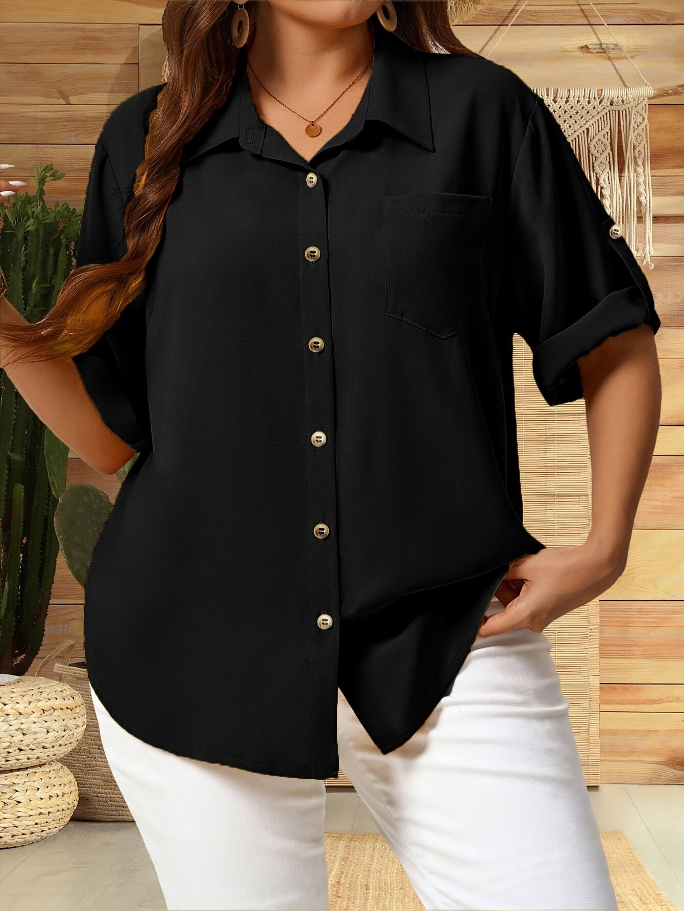 Women's Plus Size Collar Shirt