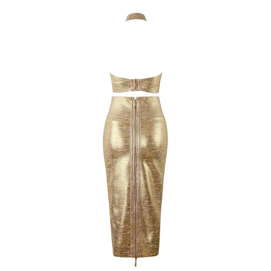 Stylish Set: Backless Top & High-Waisted Skirt