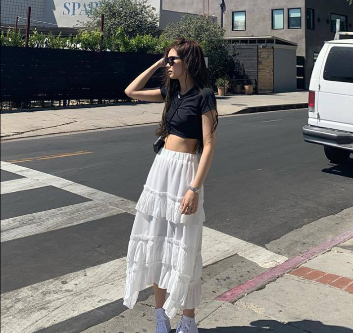 Jennie Inspired High-Waisted Ruffle Cake Skirt