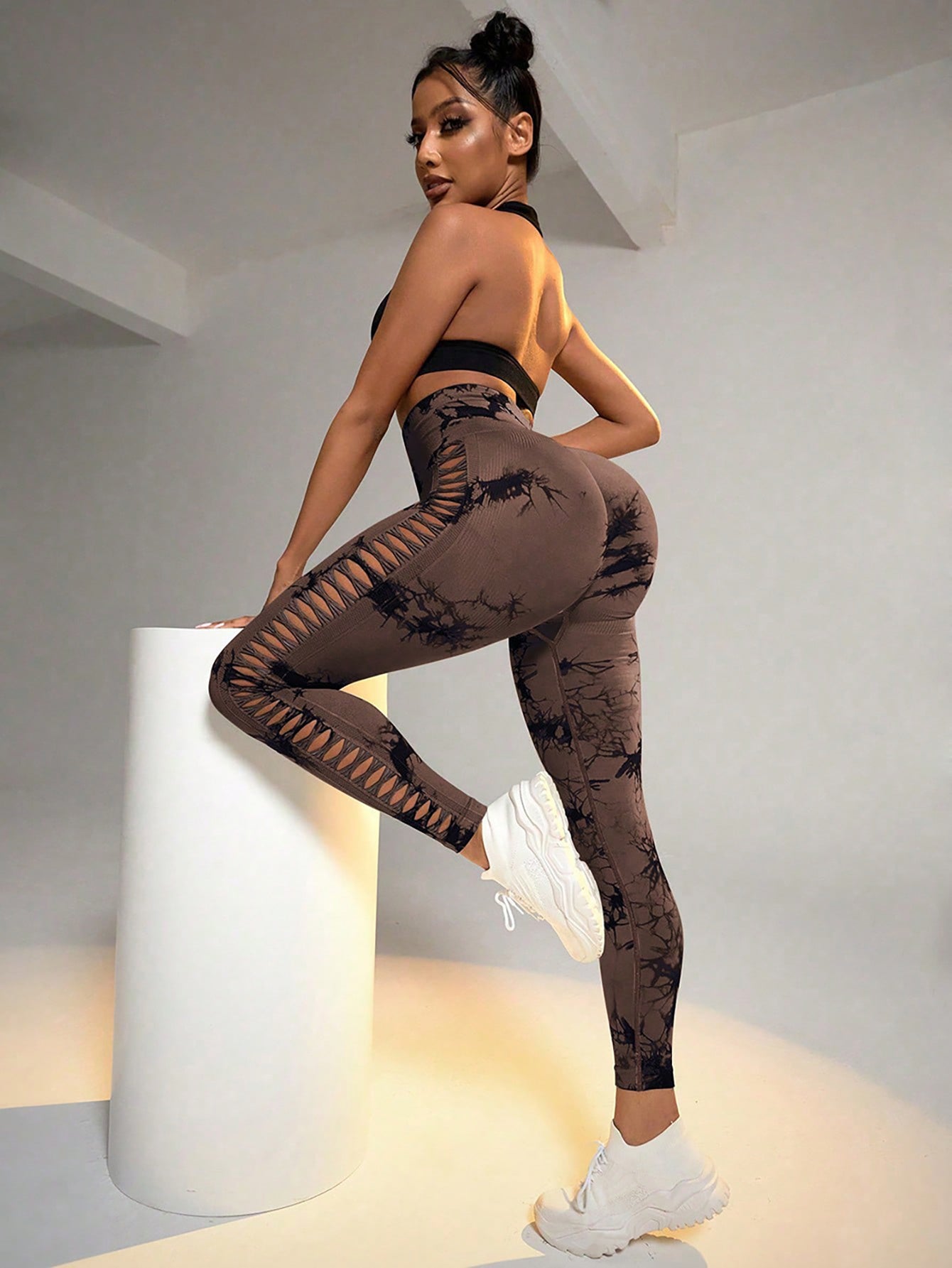 Tie-Dye Cutout High-Waisted Leggings