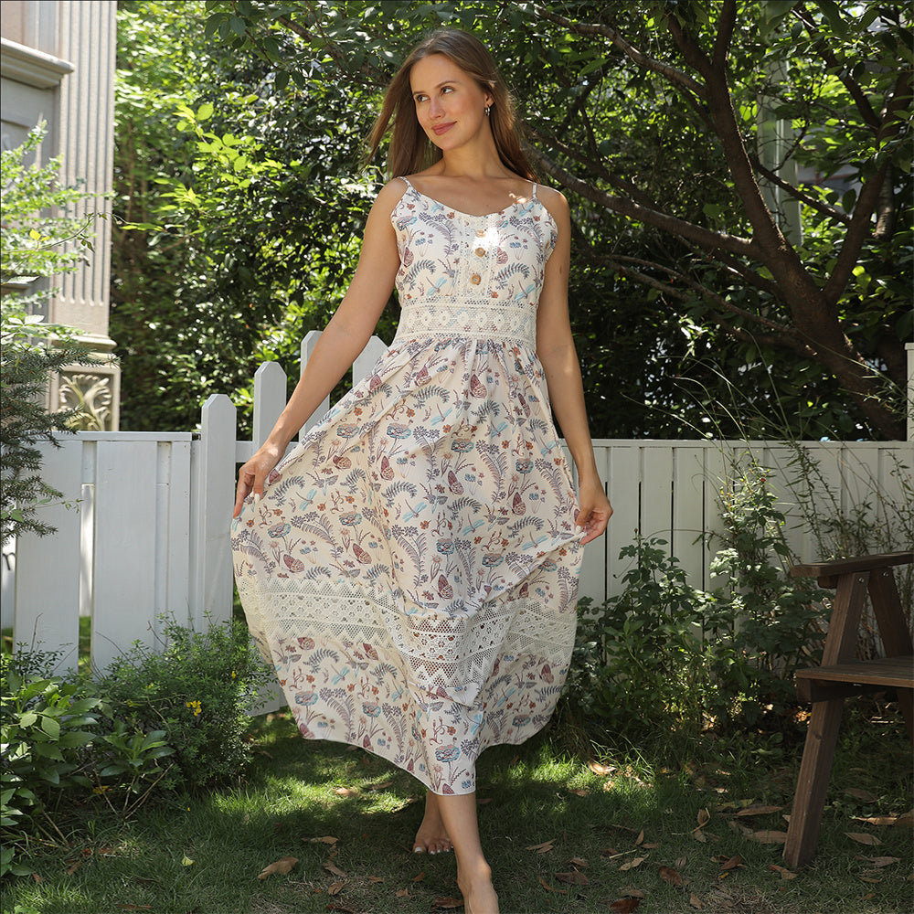 Women's Sleeveless Suspender Floral Dress TAKINMaXX