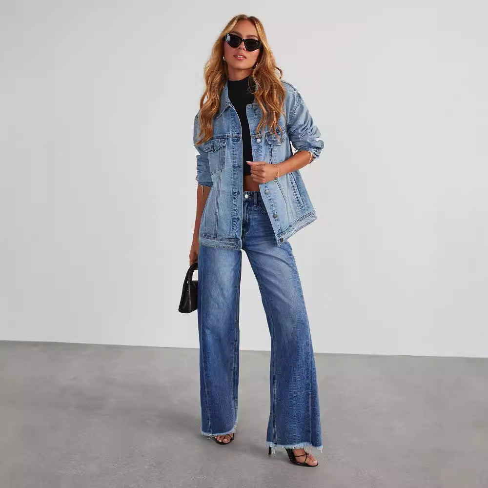 Fashion High Waist  Straight Jeans