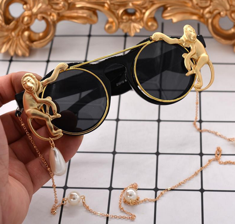 Pearl Chain Sunglasses for Women - Monkey Design