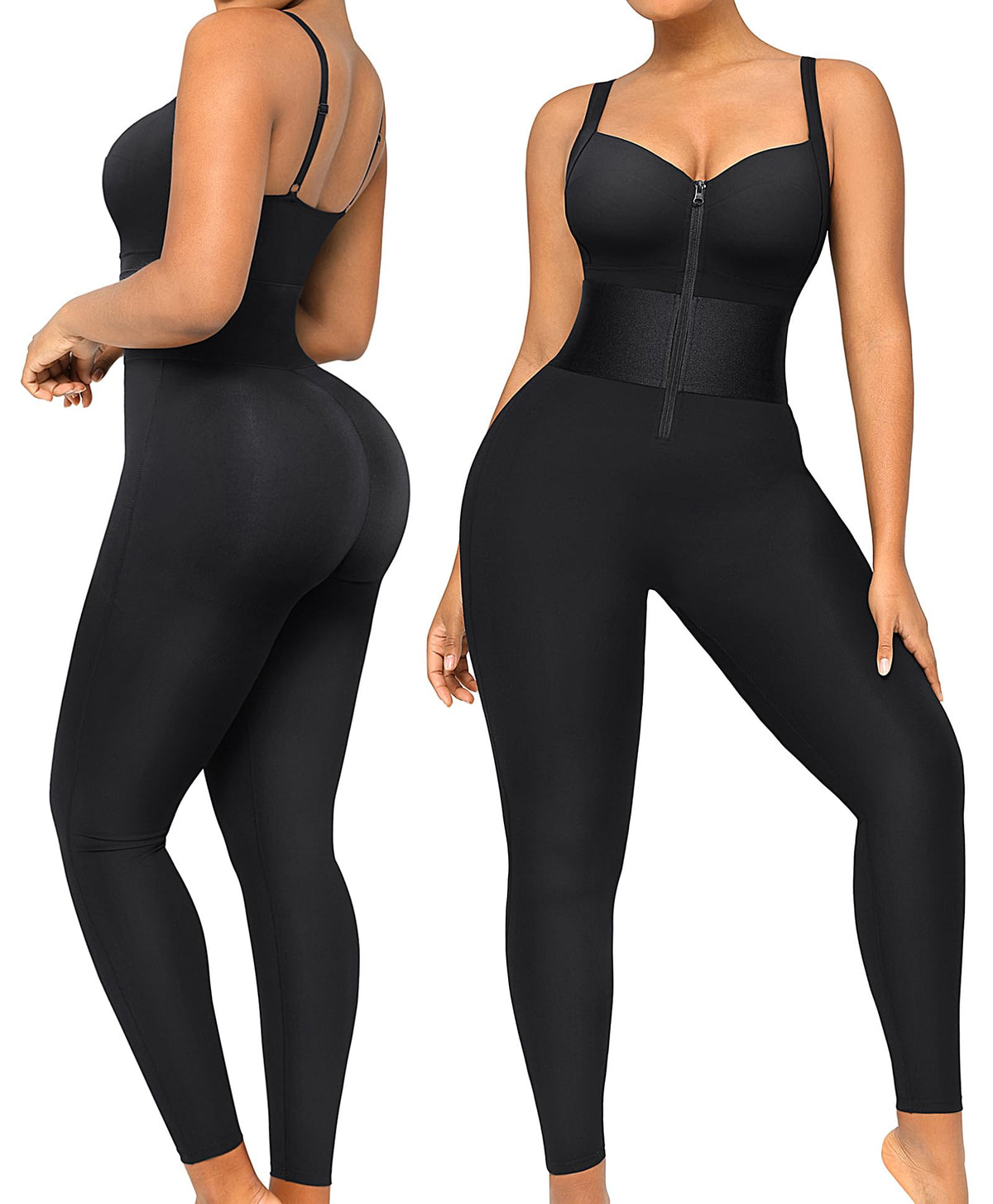 Shaping Jumpsuit with Tummy Control – Sleeveless V-Neck