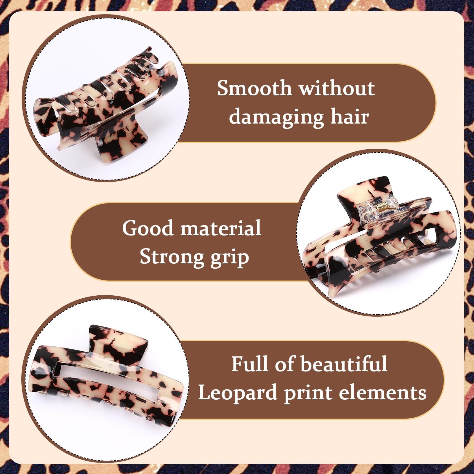 4Pcs Tortoise Hair Claw Clips