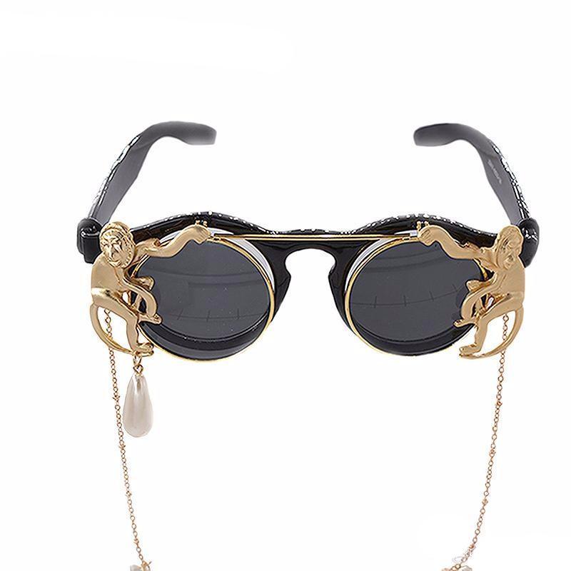 Pearl Chain Sunglasses for Women - Monkey Design
