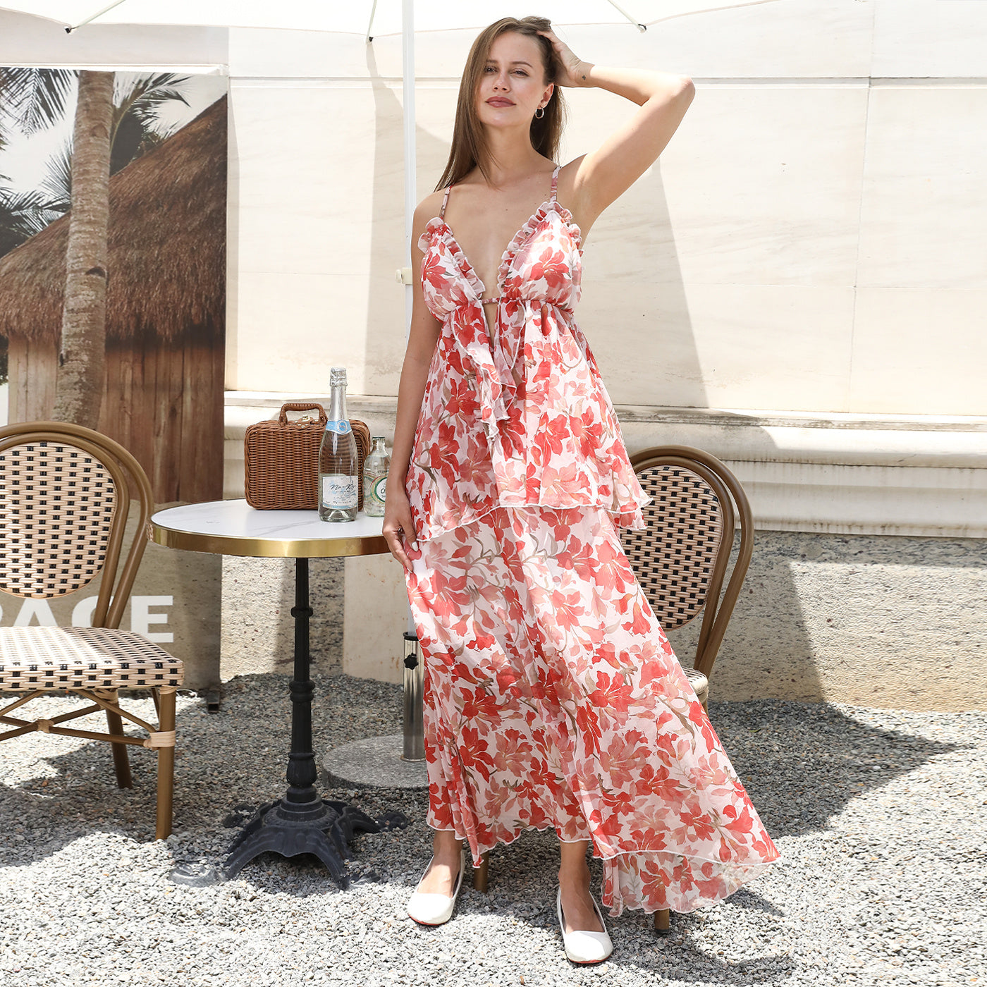 Halter Neck Floral Midi Dress TAKINMaXX