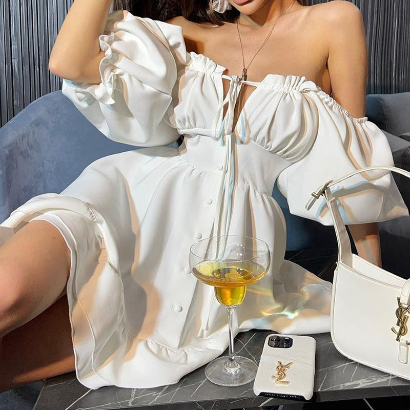 Women's Stylish White Off-Shoulder Short Dress