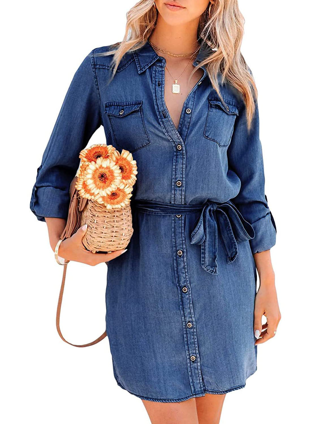 PREMIUM BUTTON-UP TUNIC DRESS TAKINMaXX