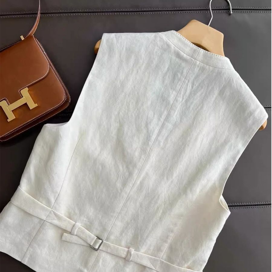 Chic Autumn Cotton-Linen Vest and Wide-Leg Pants Set