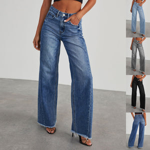 Fashion High Waist  Straight Jeans