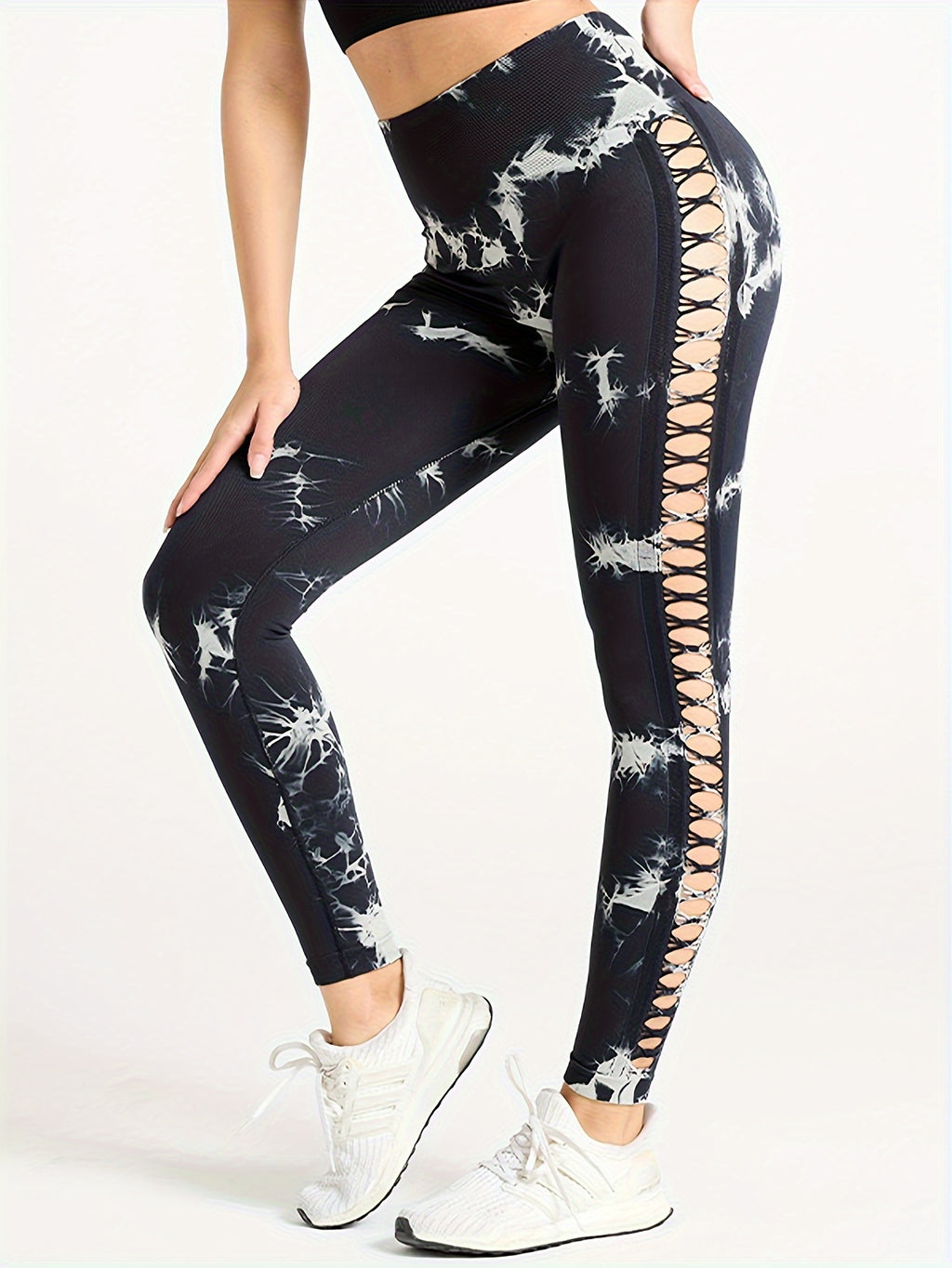 Tie-Dye Cutout High-Waisted Leggings