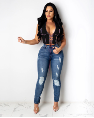 2020 Fall Women's Sheer Mesh Cutout Tie T-Shirt