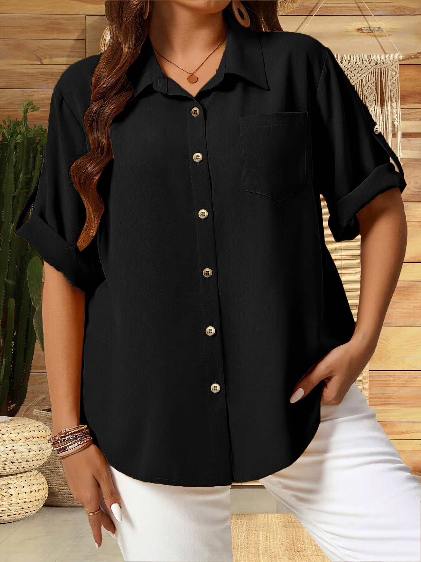 Women's Plus Size Collar Shirt