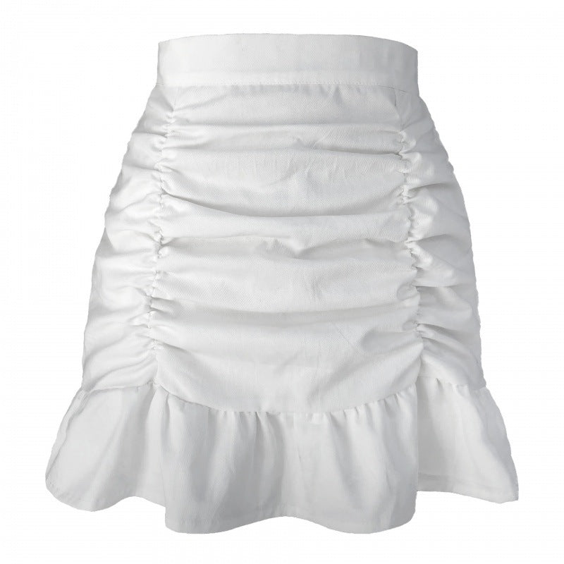Solid Color Frilly Fishtail Zipper Skirt for Fanny Butt