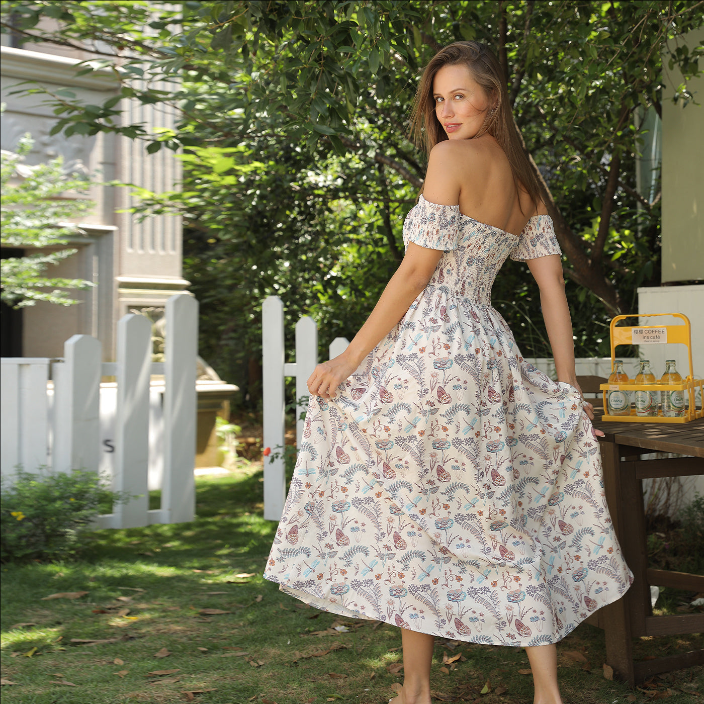 Women's Off Shoulder Strapless Floral Dress TAKINMaXX