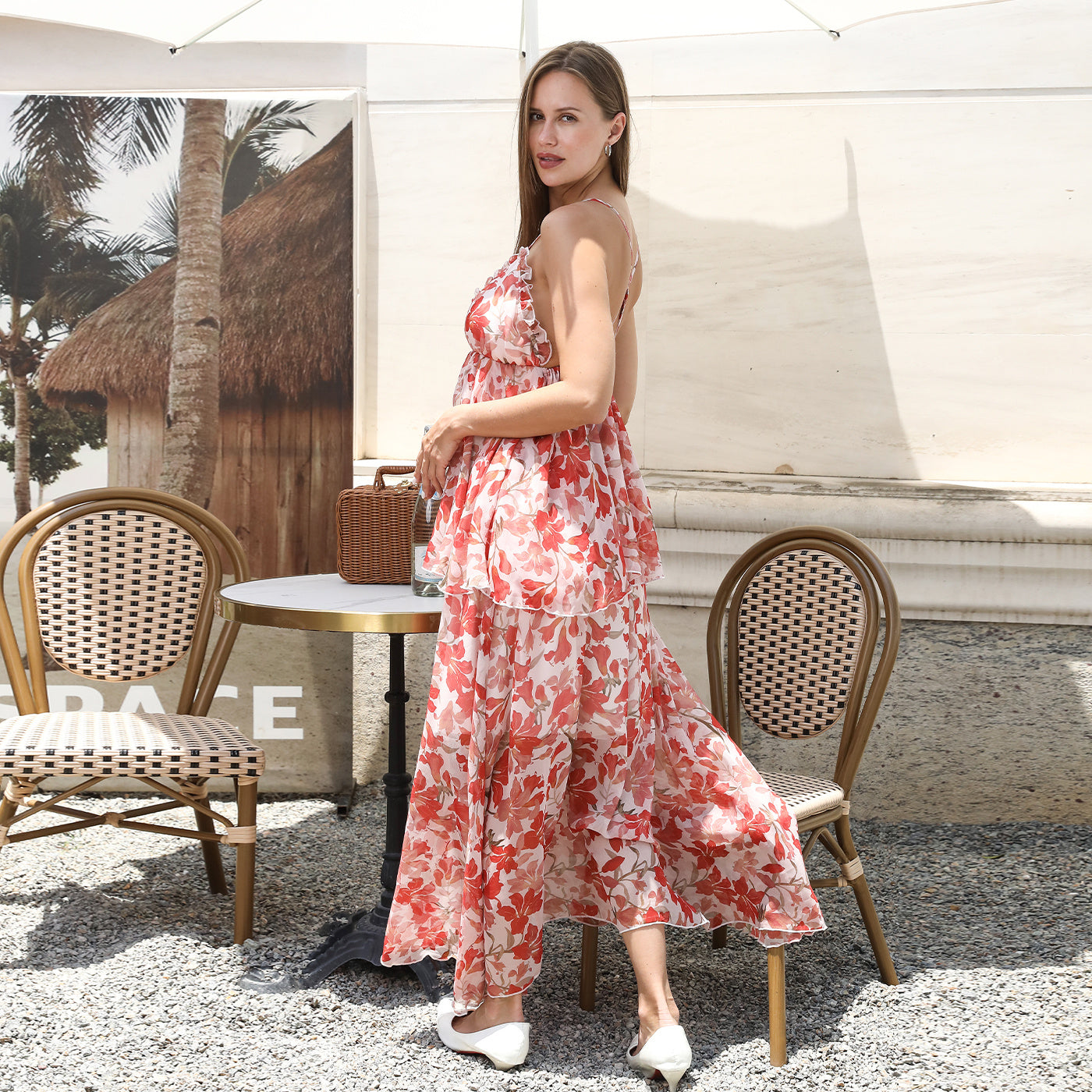 Halter Neck Floral Midi Dress TAKINMaXX