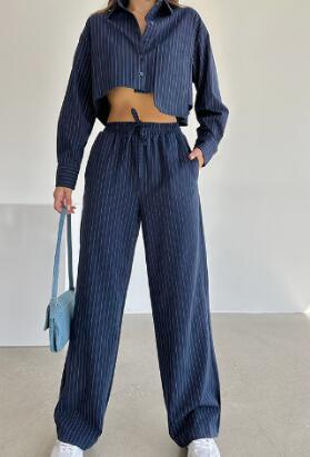 Selena Set: Cropped Top and Wide-Leg Pants (One Set)