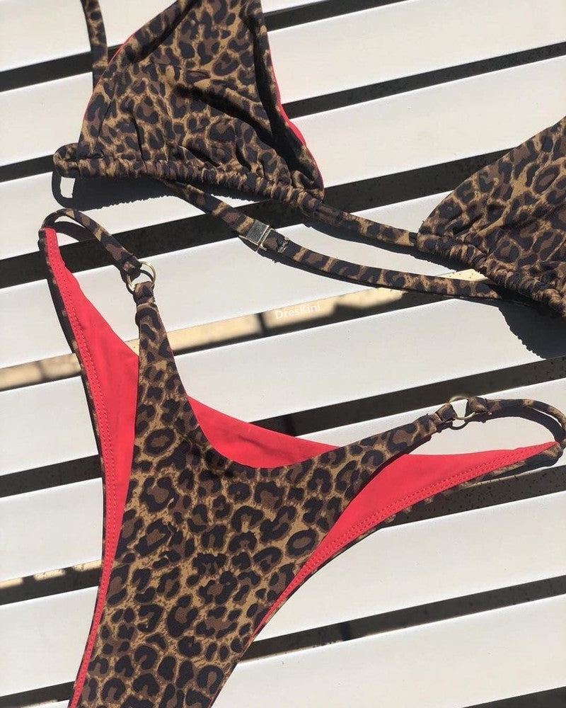 2019 Hot Sale Three-Point Leopard Print Bikini Set