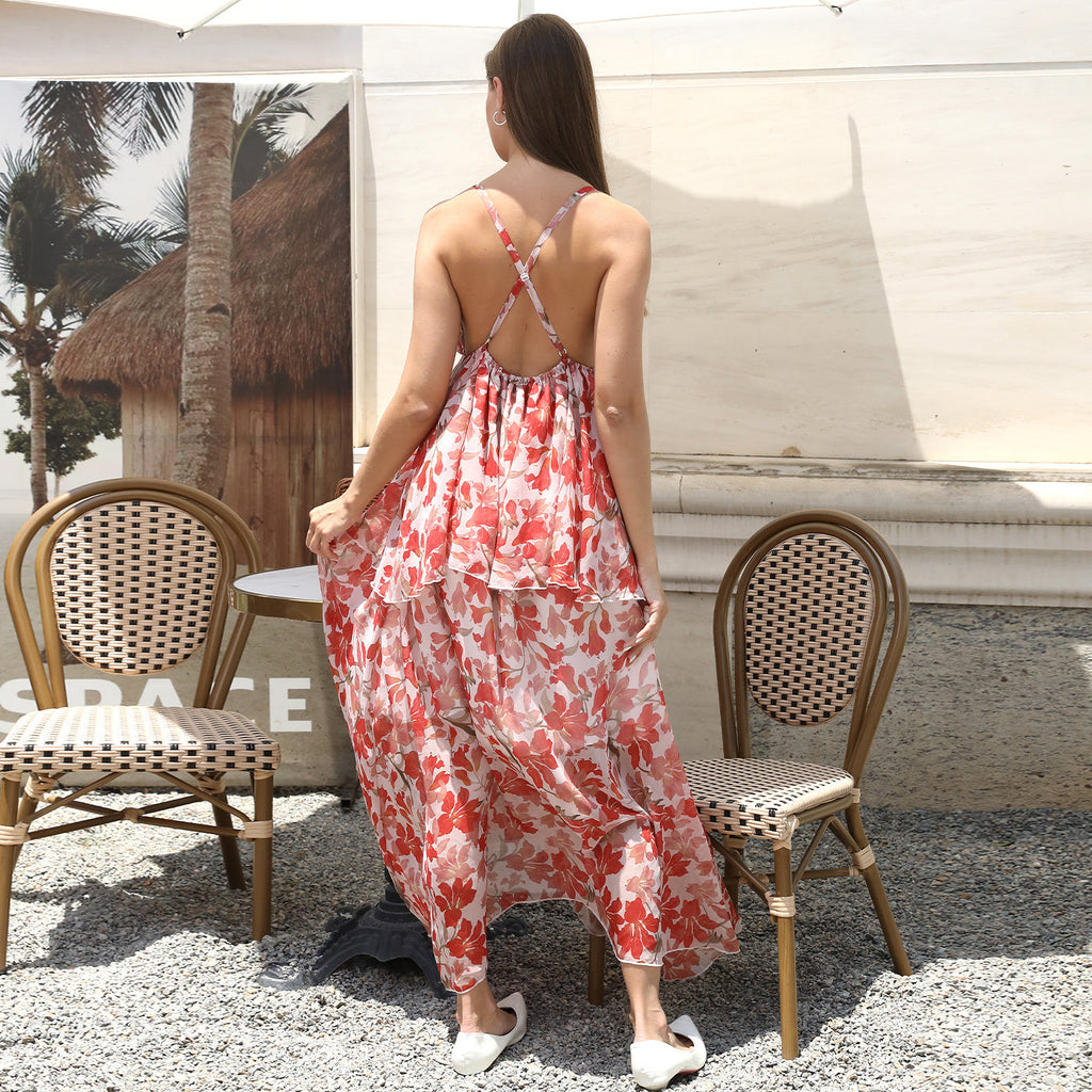 Halter Neck Floral Midi Dress TAKINMaXX