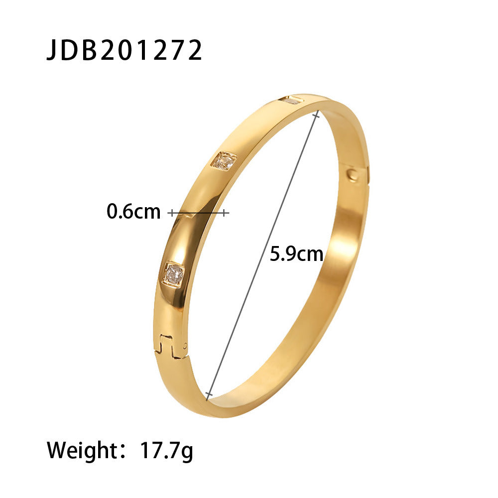 Gold-plated Stainless Bracelets With Zirconia
