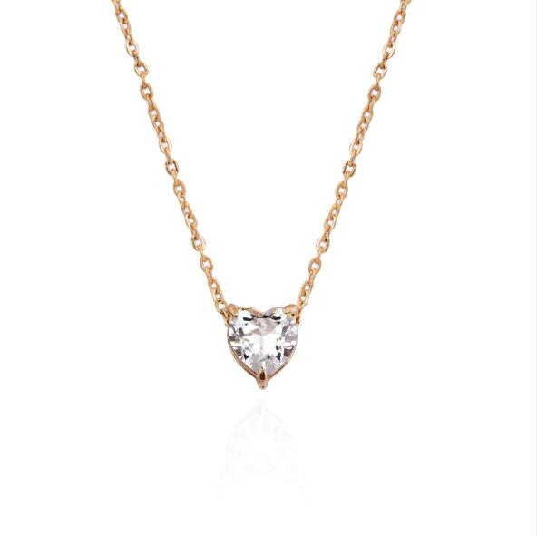 Zircon Heart Necklace with Love Design