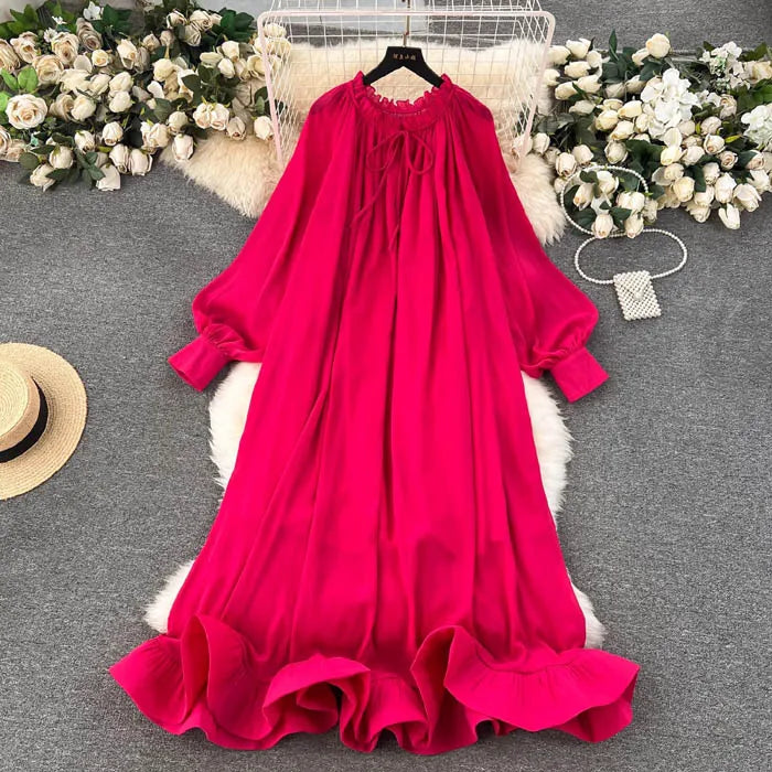 Korean Chic Ruffles Muslim Dress