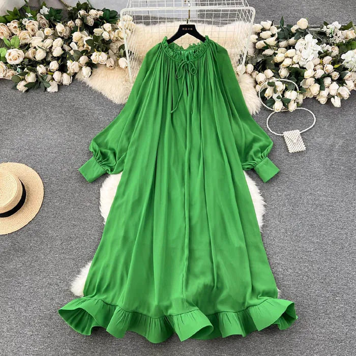 Korean Chic Ruffles Muslim Dress