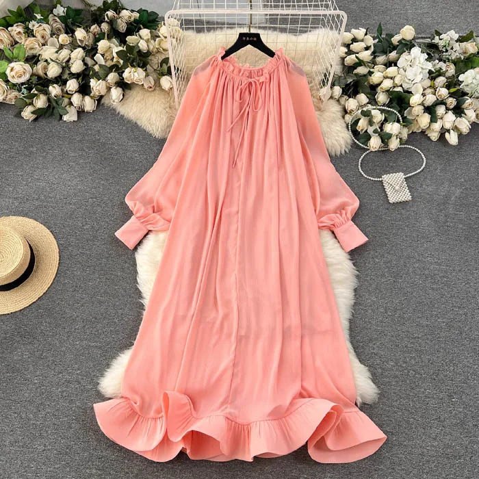 Korean Chic Ruffles Muslim Dress