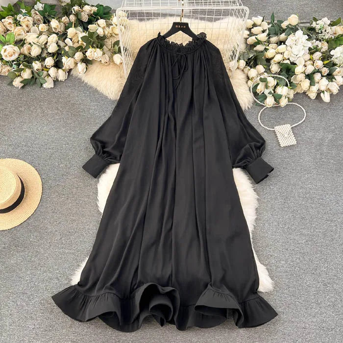 Korean Chic Ruffles Muslim Dress