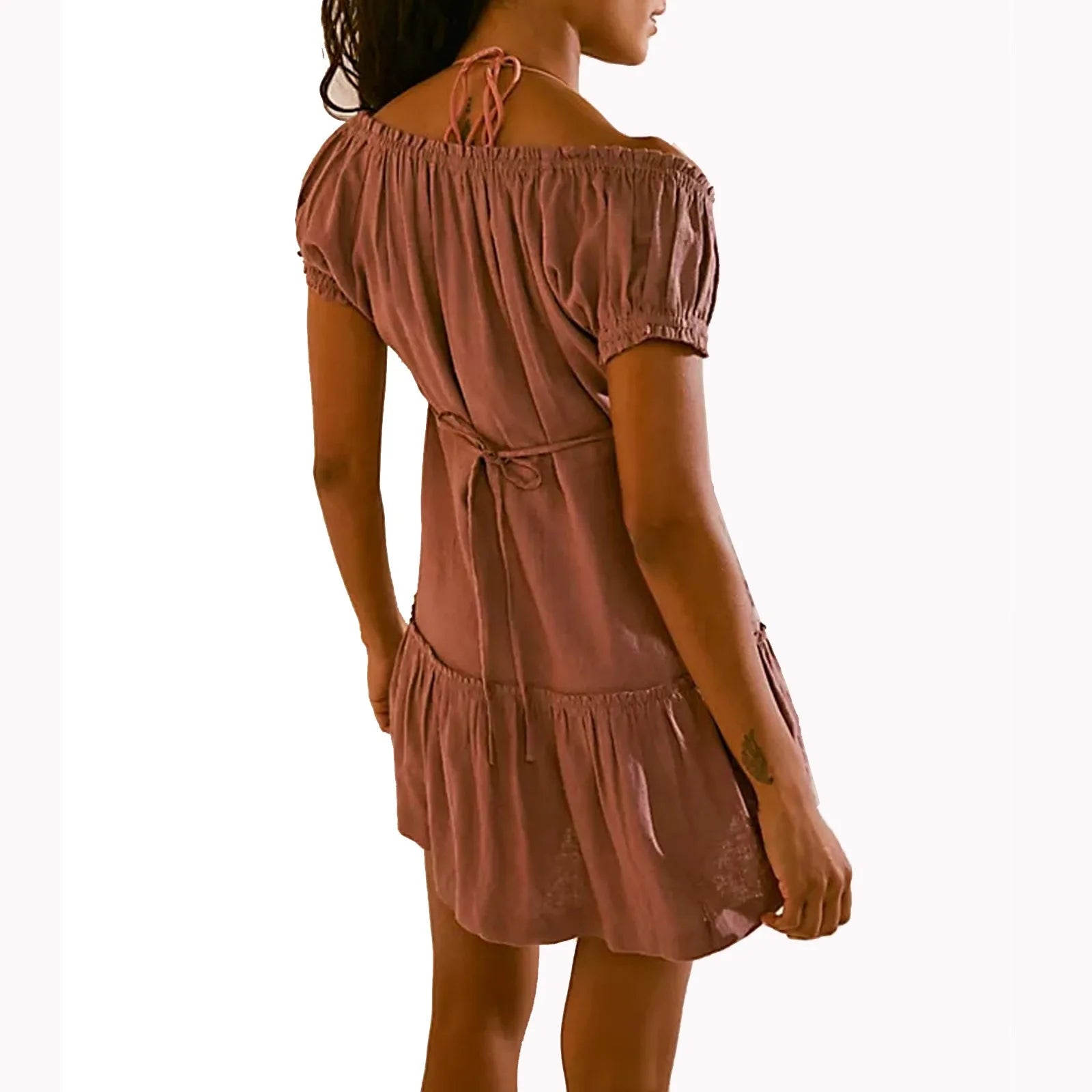 Women's Temperament Dress Bodycon Solid Color Wild Style Dresses Low Cut Backless Short Party Dress Summer Beach New Style