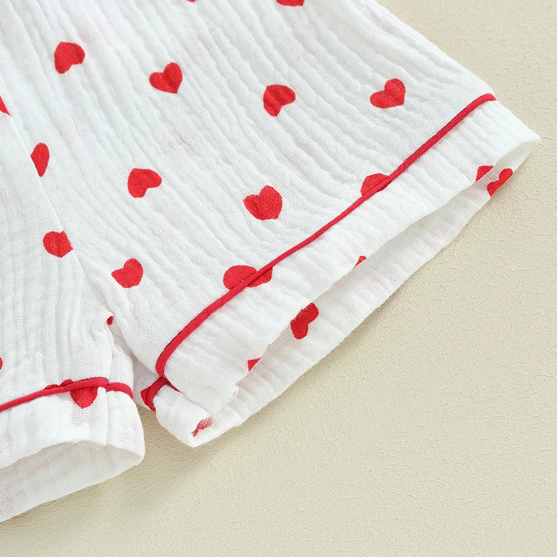 Heart Button Down Pajamas Set