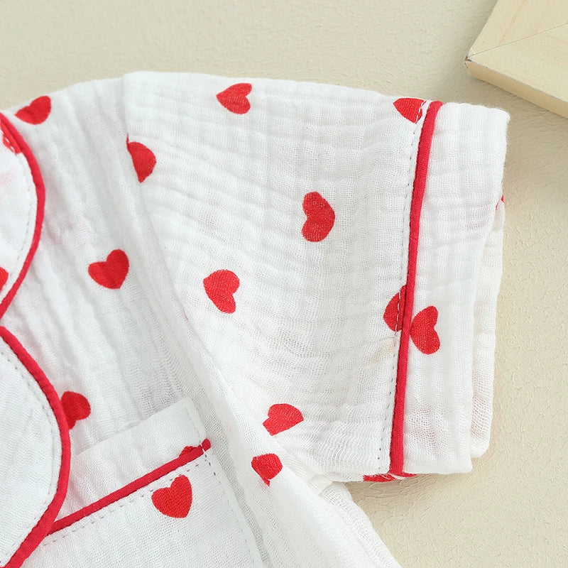 Heart Button Down Pajamas Set