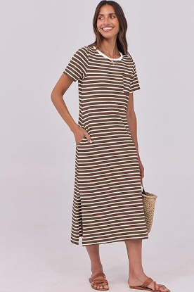 Women’s Casual Midi T-Shirt Dress with Side Slits TAKINMaXX