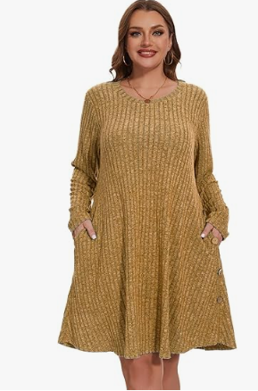 ZENNILO Plus Size Sweater Dress with Pockets TAKINMaXX